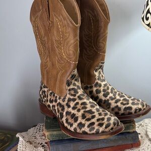 Roper Brown and Leopard Print Cowboy Boots